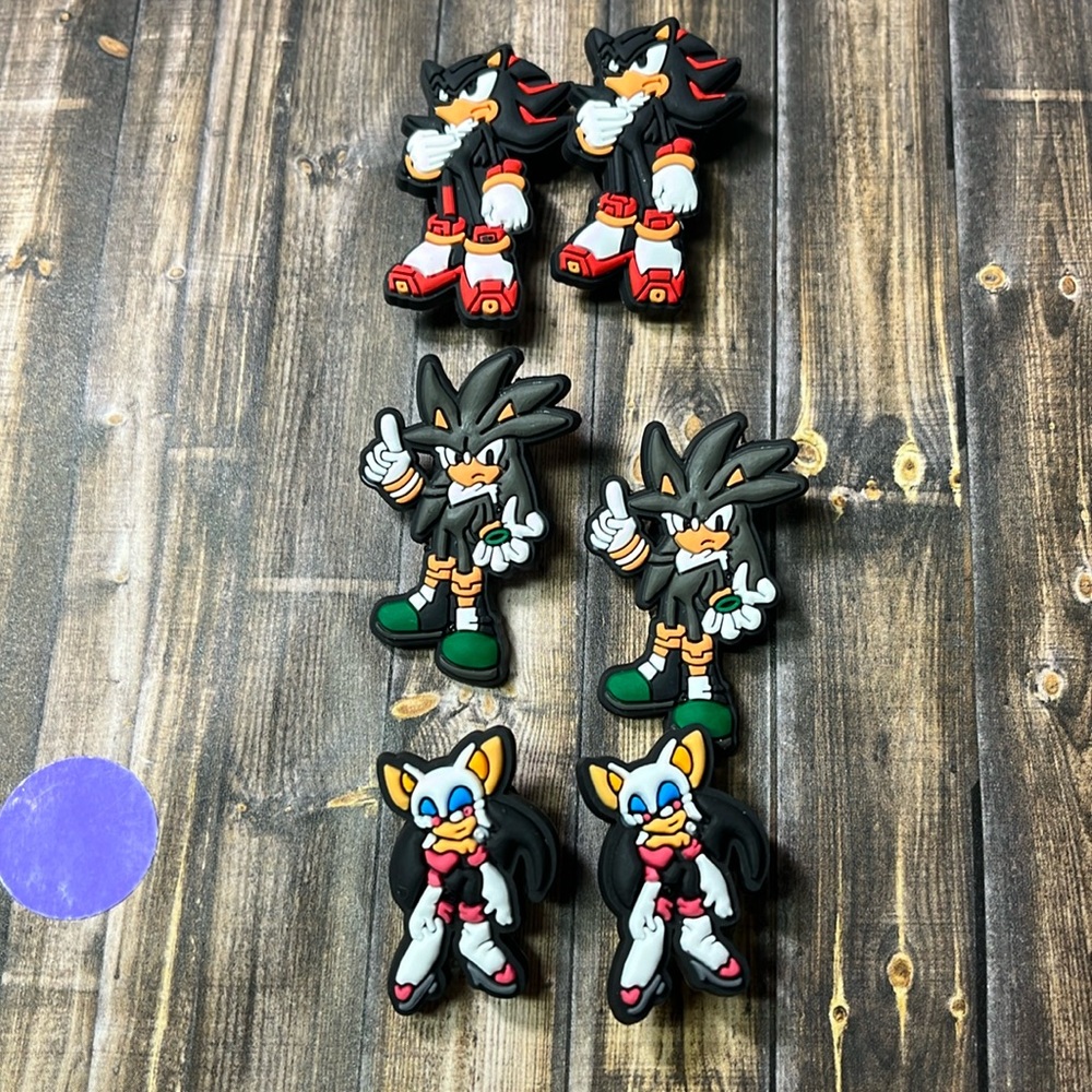 5for$10 Shadow The Hedgehog, Rouge, Silver Croc 6Pcs Croc Charms Accessories